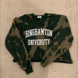 Binghamton University bleach dye sweatshirt